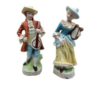 Vintage 1980s German Made Instrument Playing Porcelain Couple